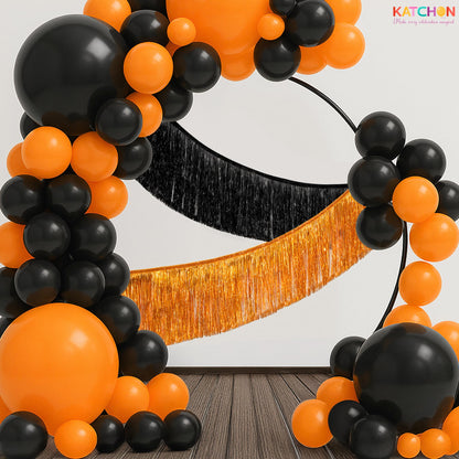 KatchOn, XtraLarge Black and Orange Fringe Banner - 6.5 Ft, Pack of 2 Fringes | Tinsel Garland for Basketball Theme Birthday Decorations | Orange Black Fringe Garland for Graduation Decorations 2026