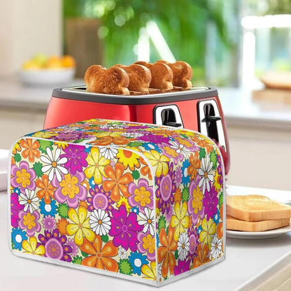 Daisy Print Food Toaster Cover, Multicolor Floral 2 Slice Wide Slot, Anti-dust Small Appliance Cover
