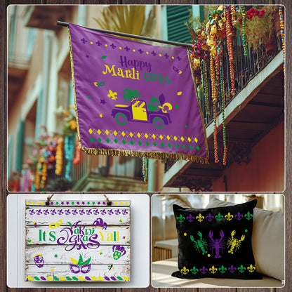 Cinrobiye 14 Pcs Mardi Gras Stencils for Door Mats Crafts Large Reusable New Orleans Welcome Templates for Painting on Wood Sign Wall Doormat Banner Bag Fabrics DIY Project Supplies