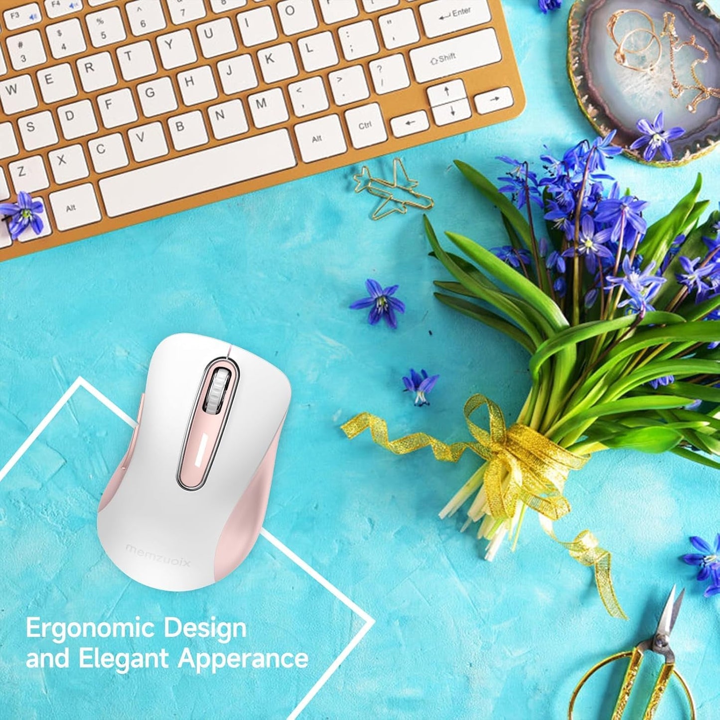 memzuoix 2.4G Wireless Mouse, 1400 DPI Mobile Optical Cordless Mouse with USB Receiver, Portable Computer Mice for Laptop, PC, Desktop, MacBook, 5 Buttons, Red