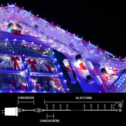 33ft 100 4th 16 LAMPHOME Red White Blue String Lights, LED of July Patriotic Fairy Lights Plug in, Lighting Modes