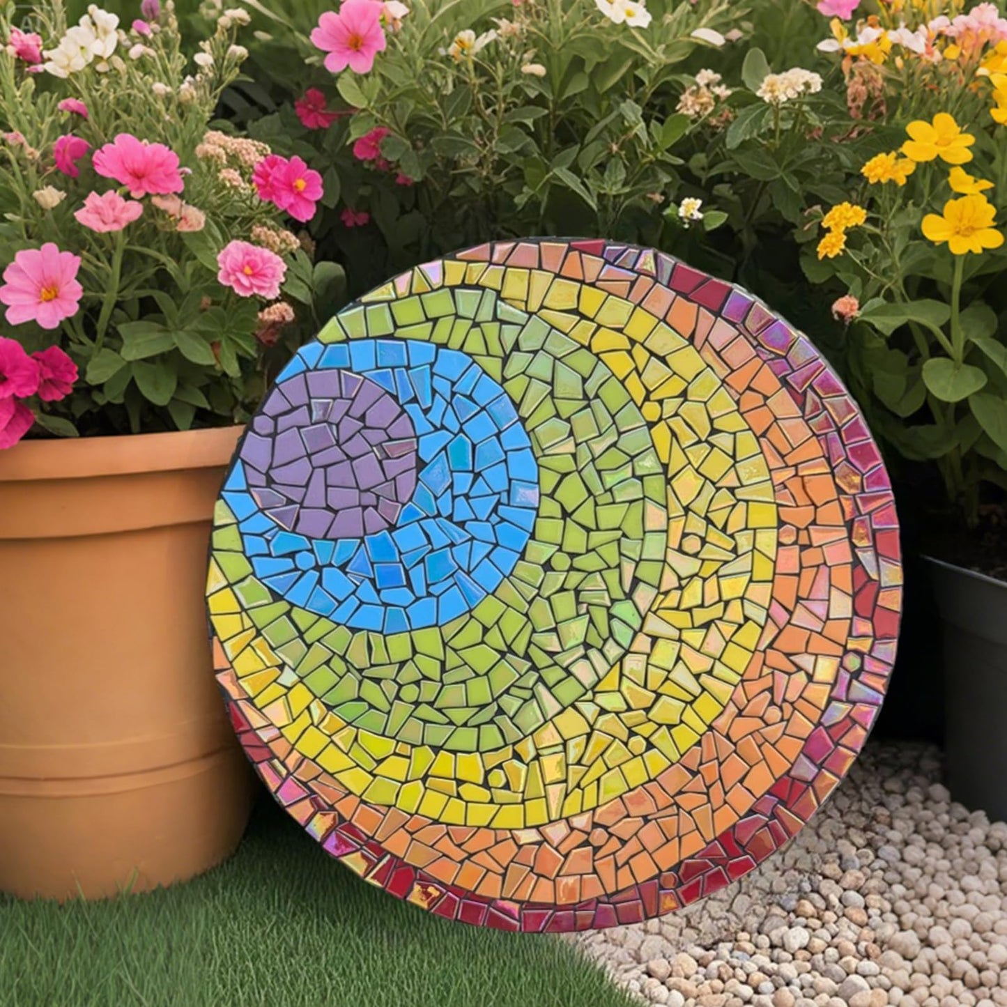 Youway Style Iridescent Glass Mosaic Tiles for Crafts Bulk,454g Broken Mosaic Glass Pieces for Garden Crafts Kits,DIY Mosaic Art Decor
