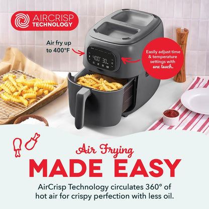 Dash Flip & Fry™ Digital 2-in-1 Grill & Air Fryer - Has AirCrisp® Technology - Digital Touchscreen, Ceramic Nonstick Grill Plate & Special Dehydrate Function - 7 Quarts - Forged Iron
