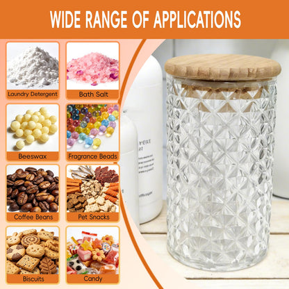 Pesilo 1200ML/42OZ Acrylic Bath Salt Jar, Clear Bath Salt Container with Wooden Scoop and Lid, Large Airtight Storage Canister for Bathroom Kitchen Tea Candy Spice, Bathtub Accessories for Women