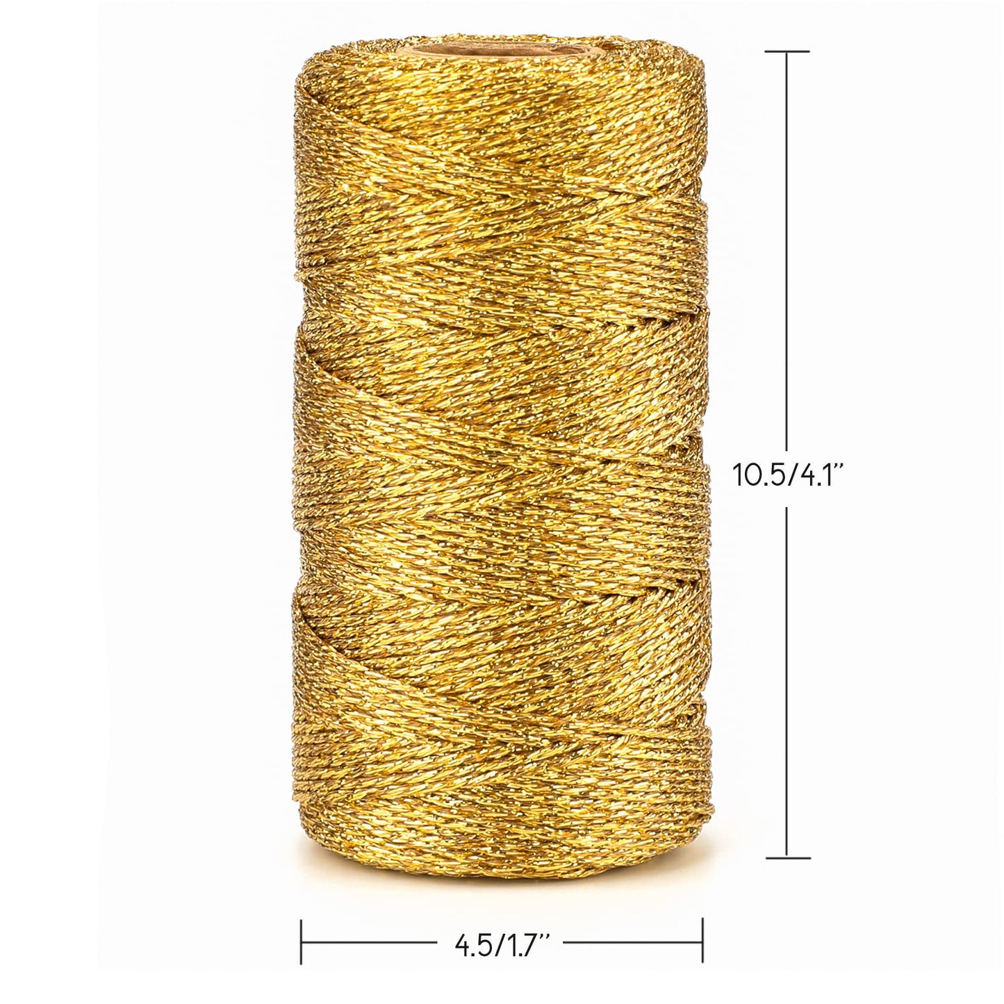 jijAcraft 656 Feet Gold String Twine - 1.5mm Metallic Ornament Thread Gift Wrapping - Inelastic Macrame Glitter Twine Cord for Gift Wrapping, DIY Crafts, Bracelets