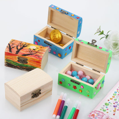 10Pcs Small Wooden Boxes for Crafts, Unfinished Wood Box with Lids, Mini Treasure Chest Small Craft Box, Jewelry DIY Mini Craft Boxes to Paint for Kids Adults Classroom Party Handmade (3.5 x 2 x 2in)