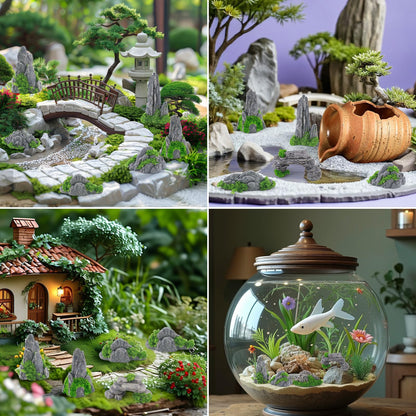Rismise Diorama Rocks 10pcs Diorama Supplies Fake Rocks Artificial Garden Figurine Stone Scene Accessories Stone Miniature Stones Rock for Micro Train Railway Sand Table Landscape Garden Accessories