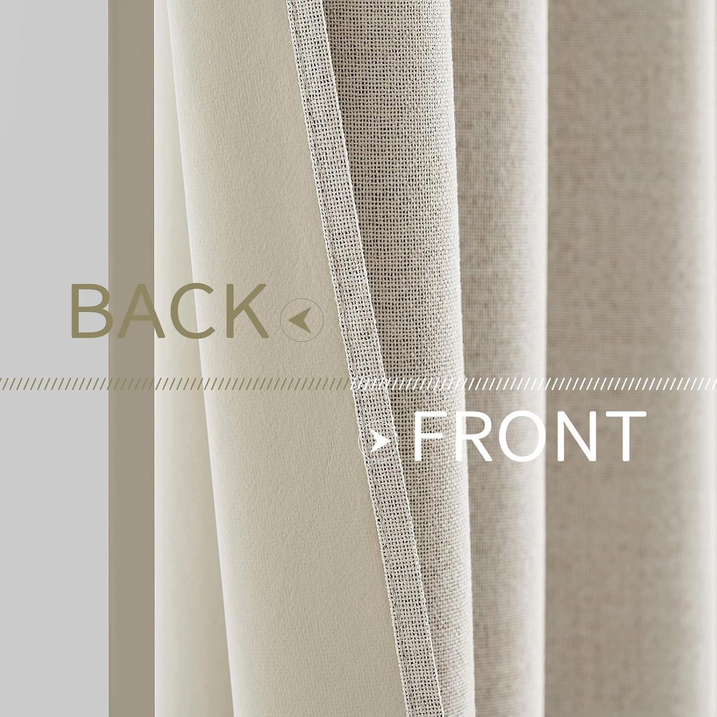 MIULEE Linen Curtains - 100% Blackout Thermal Insulated Drapes for Bedroom & Living Room | 52 x 72 Inch (2 Panels)