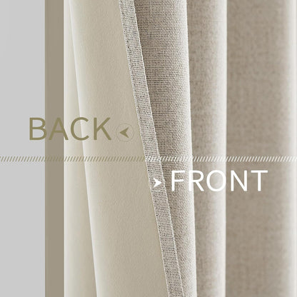 MIULEE Linen Curtains - 100% Blackout Thermal Insulated Drapes for Bedroom & Living Room | 52 x 72 Inch (2 Panels)