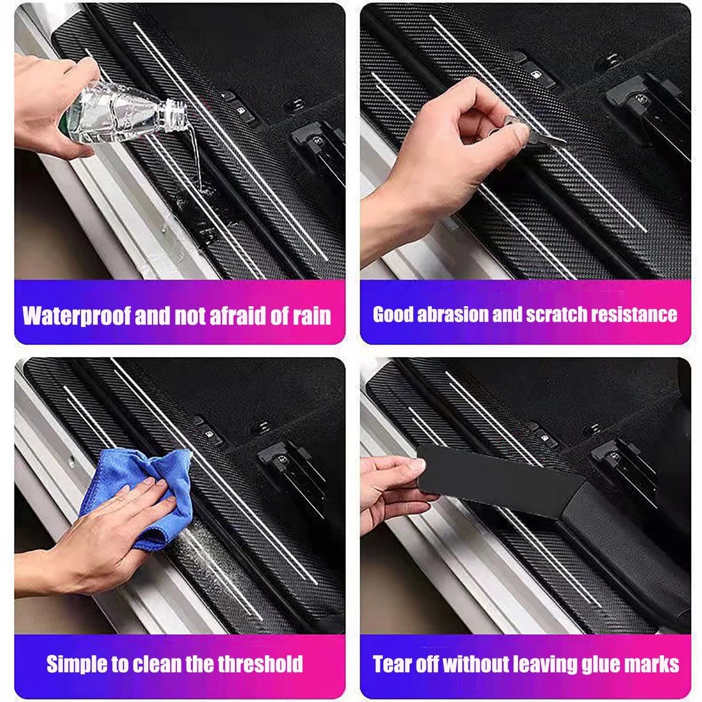 TACOPETS Door sill Protector,Door sill Scratch Protection (Suitable for Most car Models),Anti-Scratch Protection Strips（9PC）