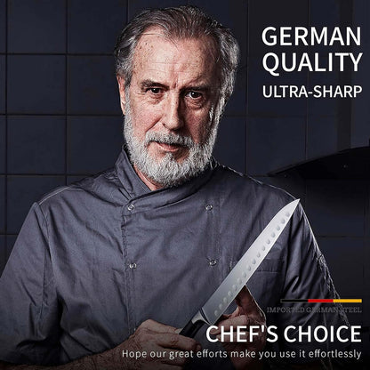 MAD SHARK 8-inch Kitchen Knife, Chef's Santoku Knife, German High Carbon Stainless Steel, Super Sharp with Gift Box