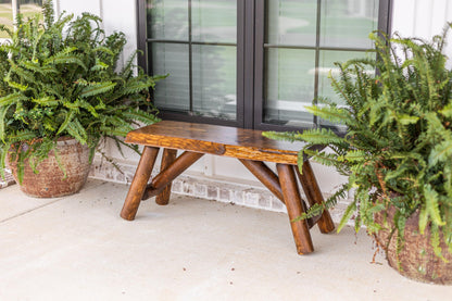SRL Rustic Logwerks Indoor Bench — Pine & Cedar Wood Bench — Front Porch Decor — Live Edge Small Bench for Entryway, Garden & More — Handcrafted Bench — Rustic Furniture (36”, Outdoor Honey Pine)