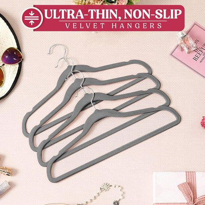 LDC Grey Velvet Hangers 30 Pack - Premium Non-Slip Felt Coat & Pants Hangers - Heavy Duty 360° Swivel Hook