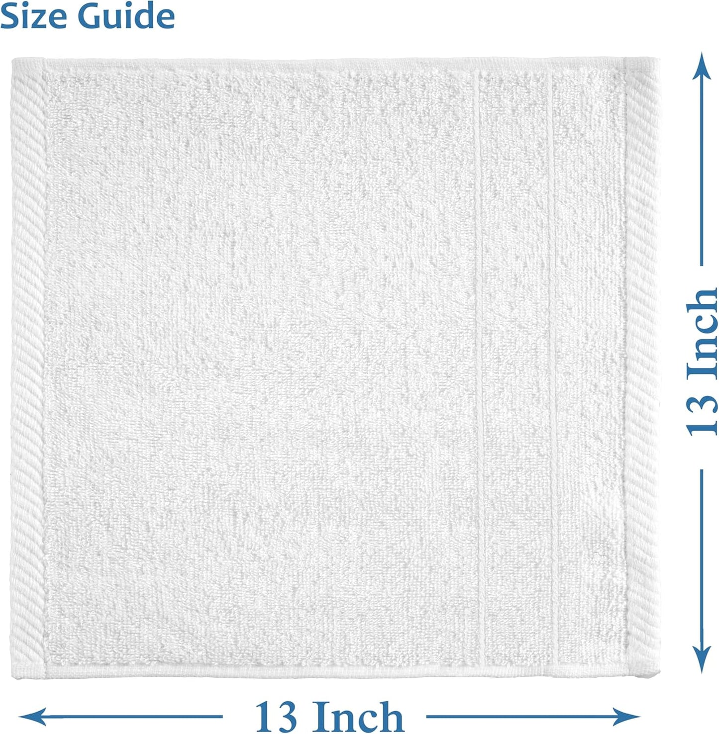 12 Pack 13x13 inches 100% Set Casa Platino White Washcloths - - Cotton - Premium Quality Wash Cloths for Bathroom