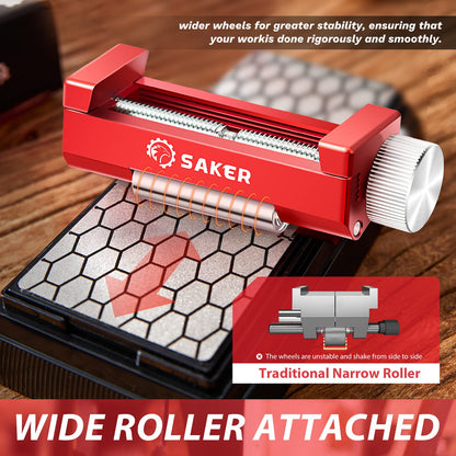Saker Chisel Sharpening Jig,Wood Honing Guide with Whetstone - Red Off-Center Upgraded Honing Tool and Diamond Sharpening Stone Set Kit for Knife, Short Chisels and Planes