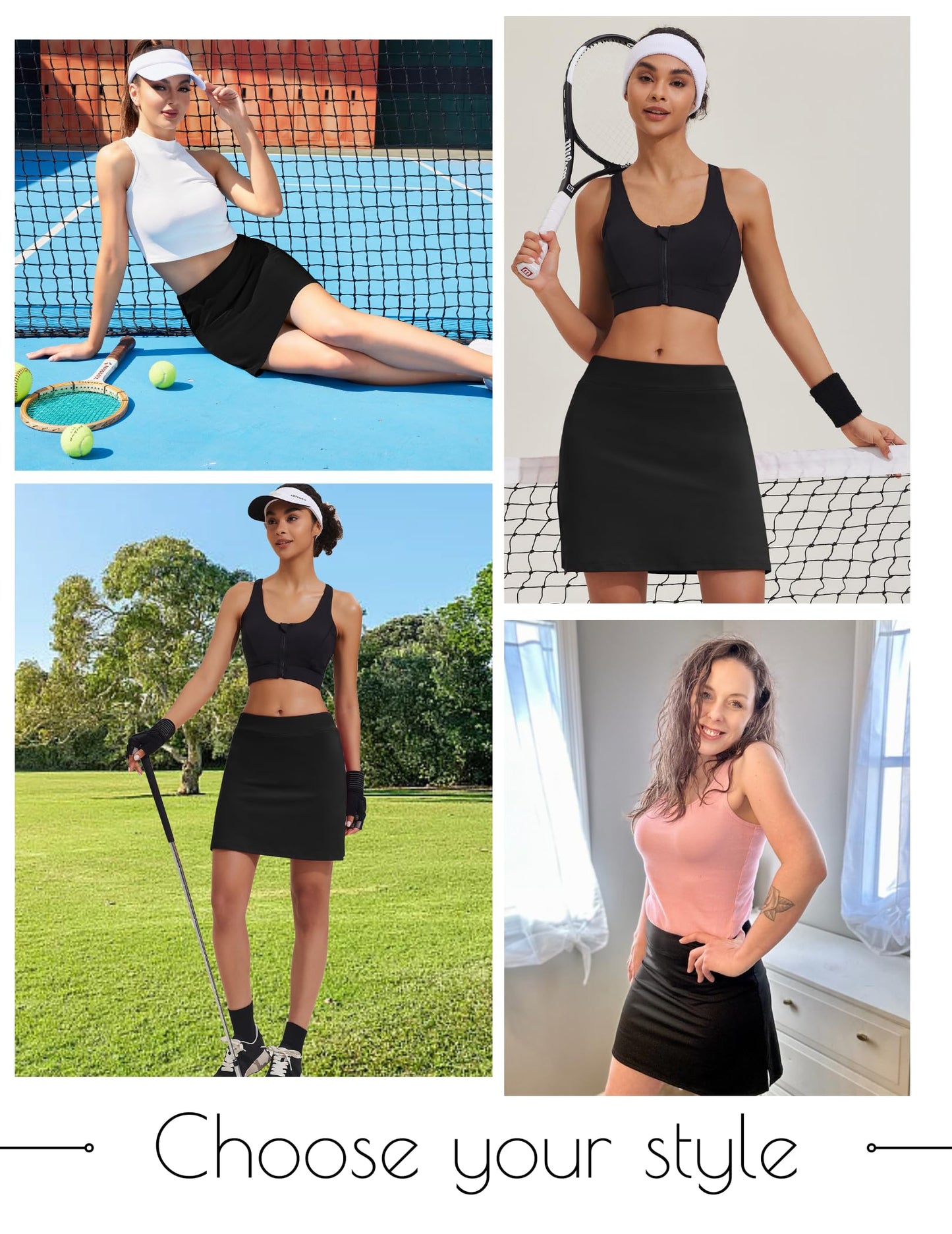Ekouaer Women's Active Performance Skort Lightweight Skirt for Running Tennis Golf Workout Sports (Black XX-Large)