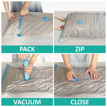 MattEasy Space Saver Vacuum Storage Bags, 6 Pack Space Saver Bags with Pump, Storage Vacuum Sealed Bags for Clothes, Comforters, Blankets, Bedding (6 Small)