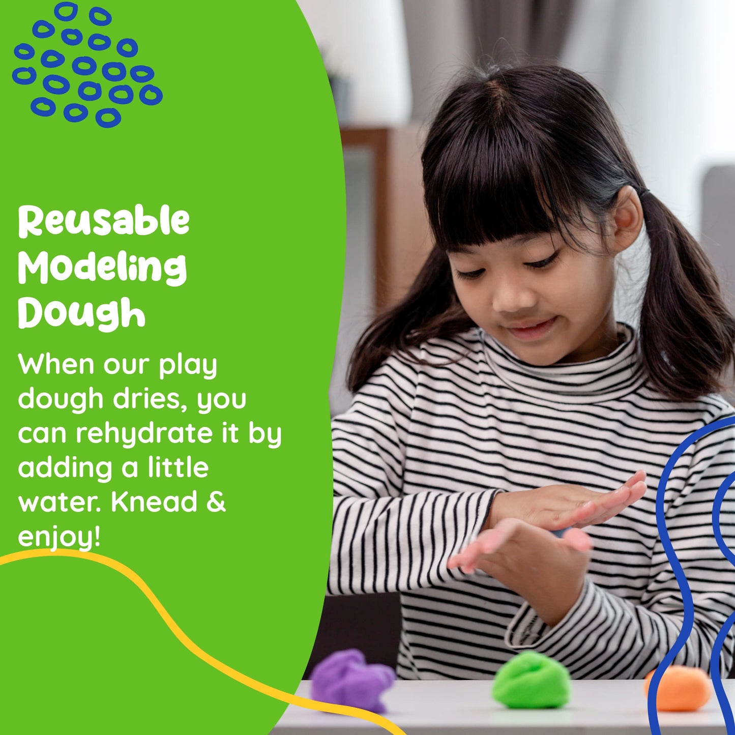 Modeling Clay for Kids - 12 Super Soft & 100% Natural Doughs Made from Wheat Flour - 100g Per Can of Reusable & Vibrant Clay Modeling Kit for Ages 3+ by Marie’s Kids