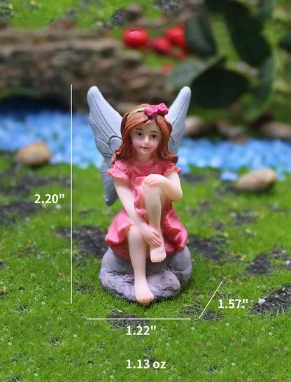Lamnes Miniature Fairy Garden Figurines 5Pcs, Small Flower Fairies Ornaments Resin Mini Fairy Figurines Outdoor Decor Art for Fairy Garden Pot Bonsai Micro Landscapes Craft Decoration Accessories