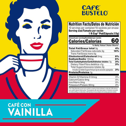 Cafe Bustelo Sweet & Creamy Café Con Vainilla, 10 Keurig K-Cup Pods