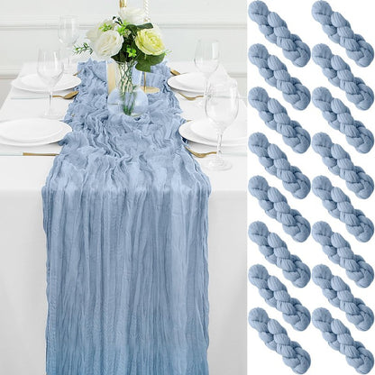 2Pack Dusty Blue Table Runner 10FT Dusty Blue Cheesecloth Table Runner 35x120Inch Long Boho Table Runners Rustic Gauze Table Runners for Party Wedding Bridal Shower Baby Shower Decorations