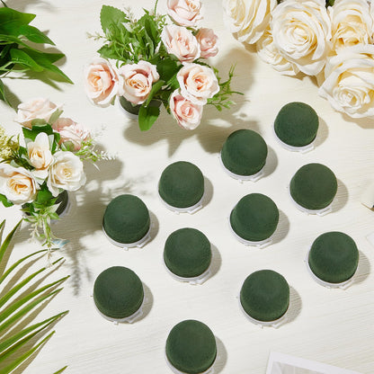 Tessco 24 Pcs Mini Floral Foam Holder Round Floral Foam with Green Arrangement Wire Arrangement Supplies for Table Wedding Wine Bottle Decor