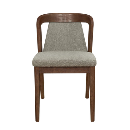 Christopher Knight Home Falei Boucle Upholstered Dining Chair Set of 2, Curved Backrest Kitchen Side Chair, Wooden Armless Dining Room Chair, Extra Seat for Living Room, Walnut+Light Brown