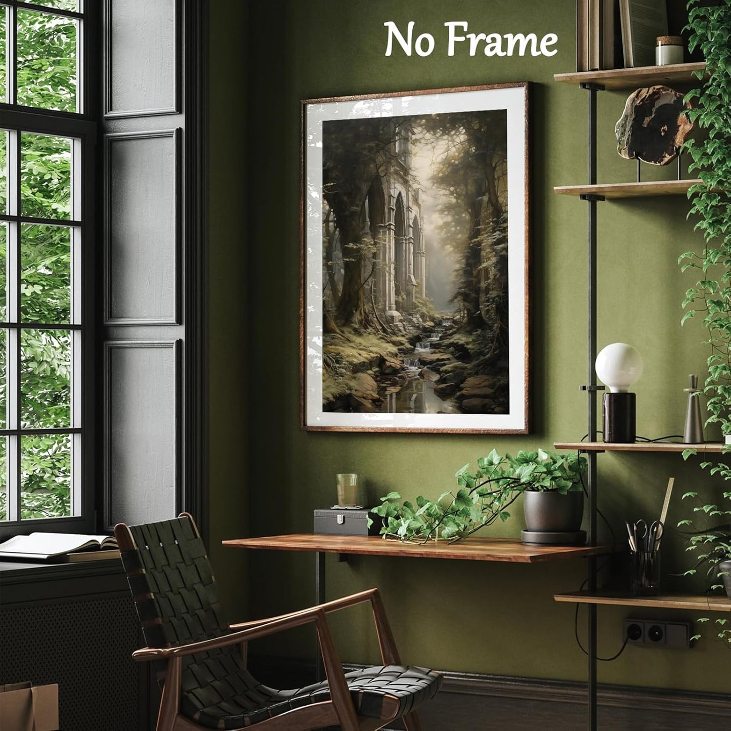 Dark Forest Wall Art 16x24inch, Gothic Landscape Poster and Vintage Castle Canvas Prints No Frame
