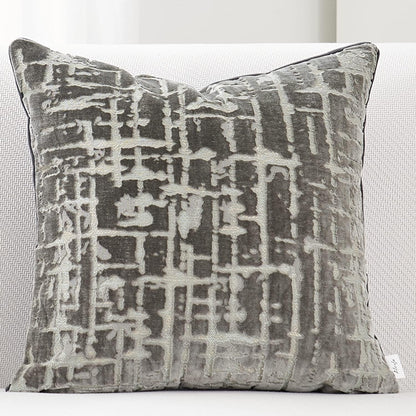 18x18 Inch Alerfa Square Geometrical Plaid Striped Cut Velvet Throw Pillow Cover Luxury Modern Decorative Accent Pillow