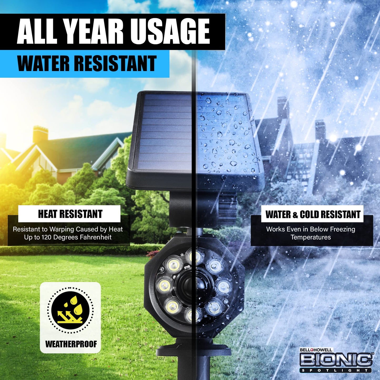 Bell+Howell Bionic Spotlight Motion Solar Spot Lights Outdoor Waterproof, Landscape Light, Outdoor Solar Yard Lighting Weather Resistant, Super Bright LED Lights, for Garden, Lawn As Seen On TV