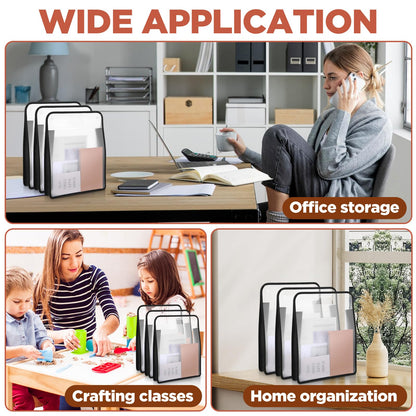 3 Pcs 12x12 Scrapbook Paper Storage Organizer, Expandable Clear Vinyl Folio with Portable Handle for Scrapbook Sheets, Cardstock, Photos, Crafts Mats