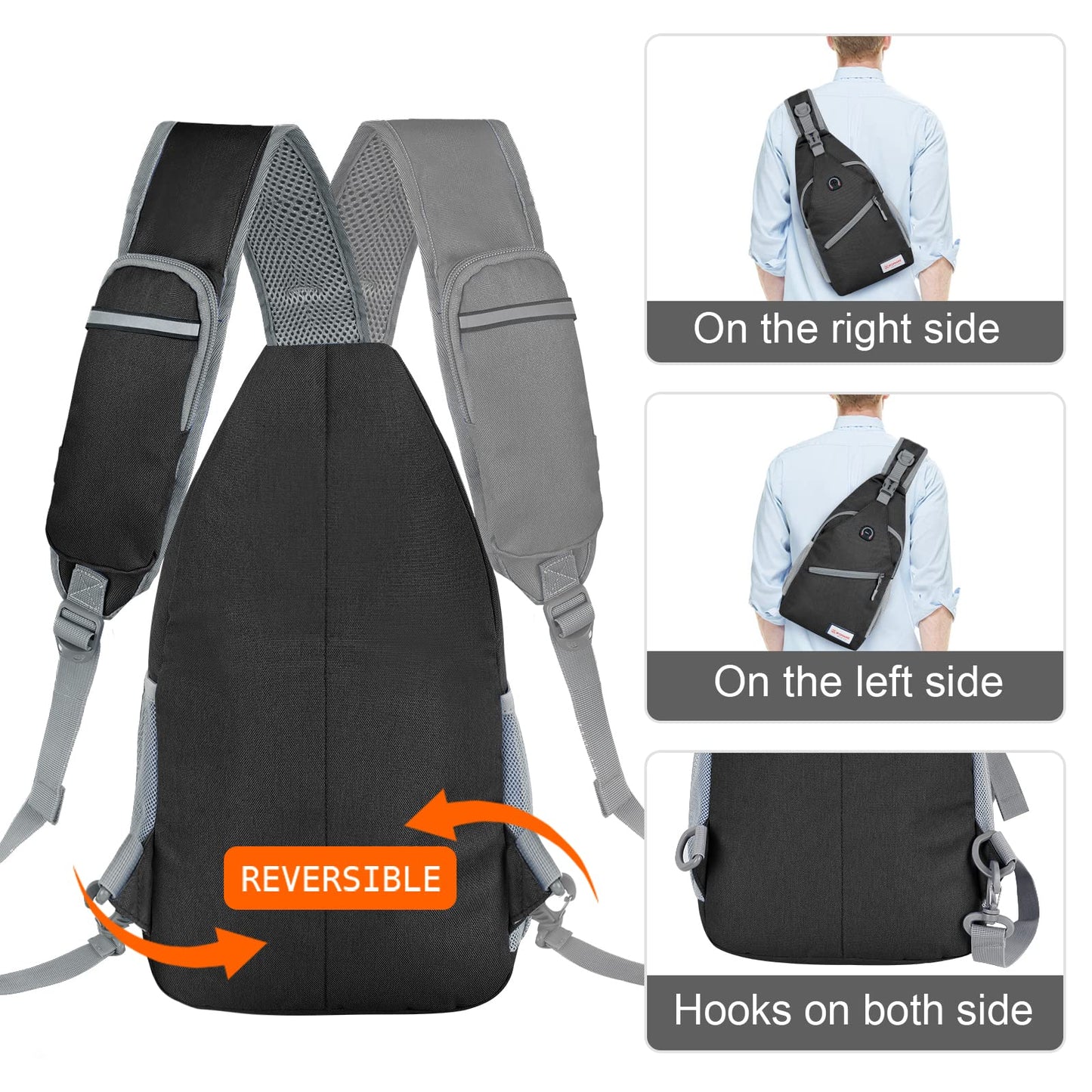 ZOMAKE Sling Bag 8L - Lightweight Crossbody Backpacks Waterproof Backpack for Travel Outdoor Sport Men Women