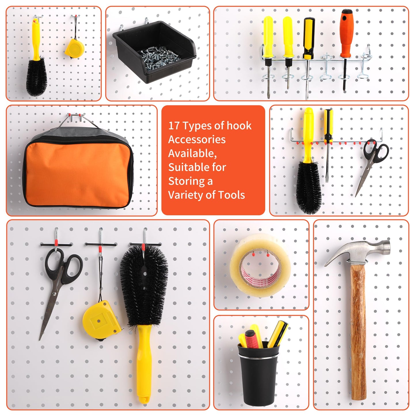 FALPRO 130PCS Pegboard Hooks Assortment - Peg board Hooks for Hanging Tools with Pegboard Bins & Cups,1/8-Inch Pegboard Wall Organizer - Ideal for Organizing in the Garage Kitchen Workbench Craft Room