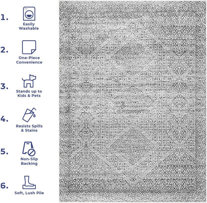 nuLOOM Abstract Tribal Accent Rug, 2' x 3', Grey, Machine Washable Rectangular Rug