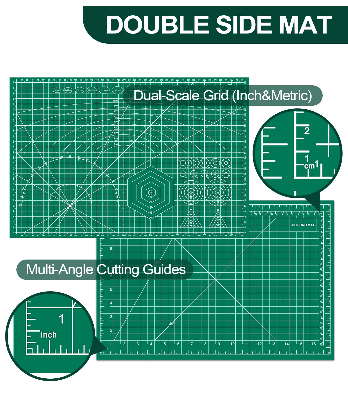 Self Healing Cutting Mat 3 Packs, 12×18 Inch Fabric Cutting Mats for Crafts, Double Sided Sewing Boards for Quilting Hobby Scrapbooking 5 Layers