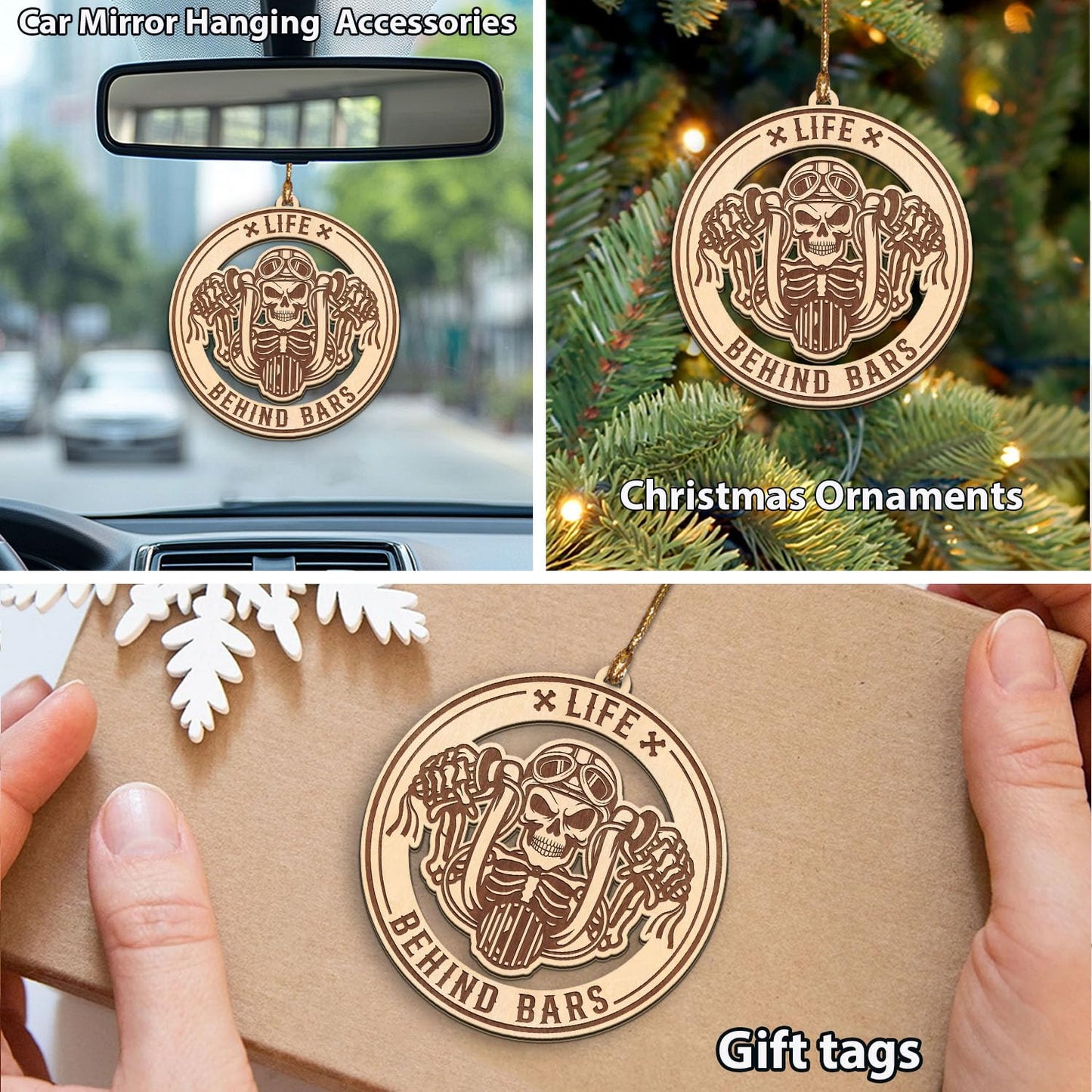 Skeleton Motorcycle Rider Ornament, Motocross Dirt Bike Ornament 2026, Wooden Skeleton Racing Ornaments for Christmas Tree, for Motorbike Motorcycle Riders, Bikers, Racers, Life Behind Bars