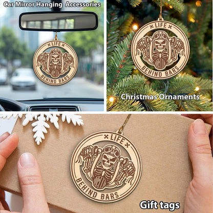Skeleton Motorcycle Rider Ornament, Motocross Dirt Bike Ornament 2026, Wooden Skeleton Racing Ornaments for Christmas Tree, for Motorbike Motorcycle Riders, Bikers, Racers, Life Behind Bars