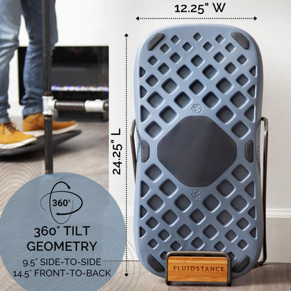 FluidStance Adult Balance Board for Standing Desk - Anti Fatigue USA Made 360 Degree Rocker Wobble Board as Exercise Equipment to Increase Focus & Movement - Sustainable Anti-Slip Plane Standing Board