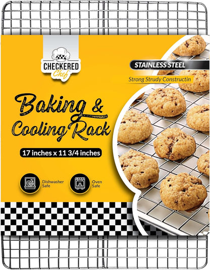 Checkered Chef Cooling Rack for Cooking and Baking, 17" x 12" Stainless Steel