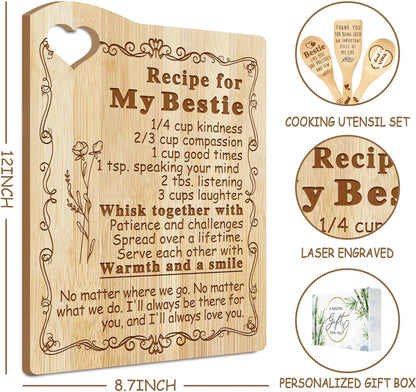 Cocomong Engraved Bamboo Cutting Board with Utensil, Best Gifts for Friends, Mothers Day