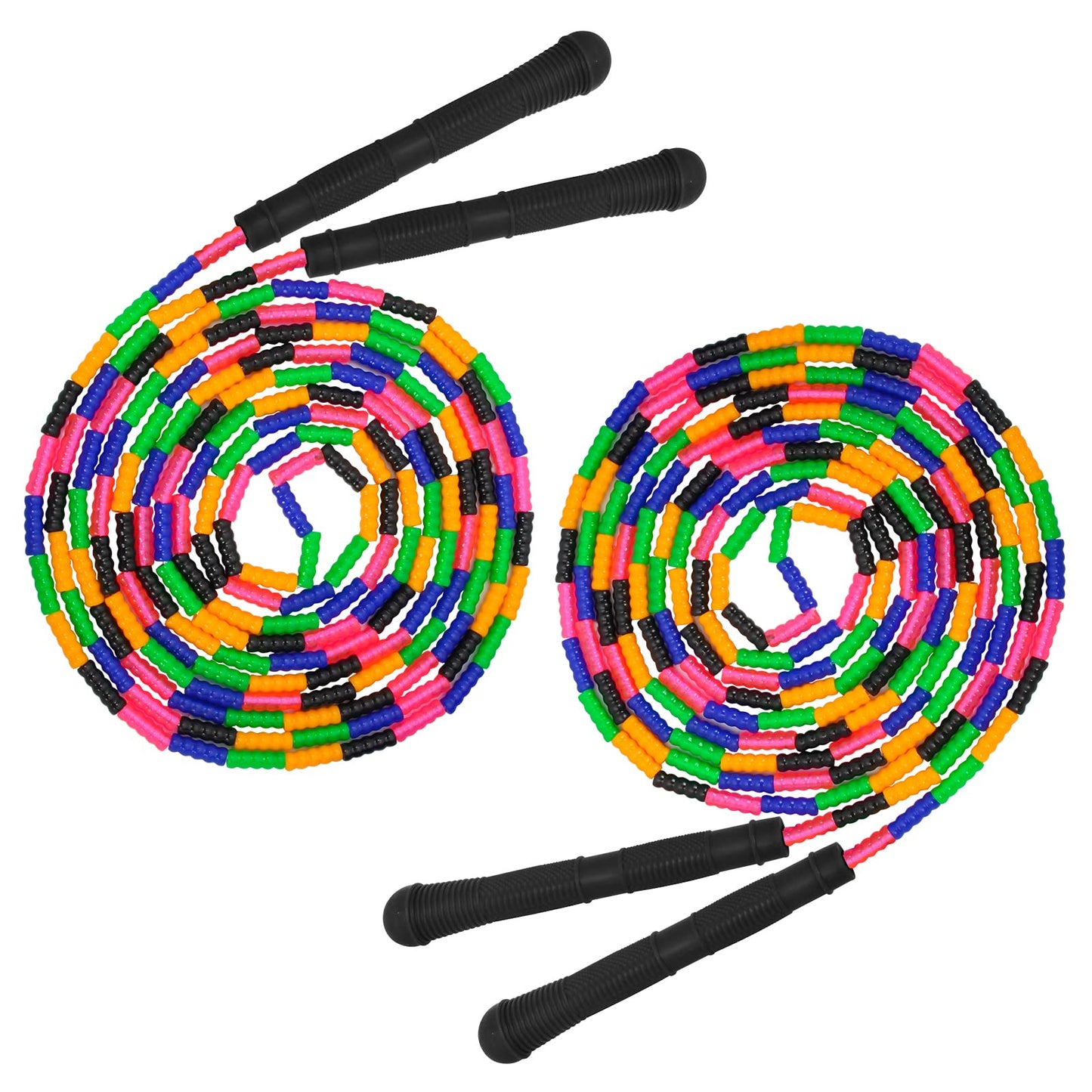 Coolrunner 16 FT Long Jump Rope(2 PACK), Double Dutch Jump Ropes, Soft Beaded Skipping for Kids Adults, Plastic Segmented Long Enough for 4-5 Jumpers