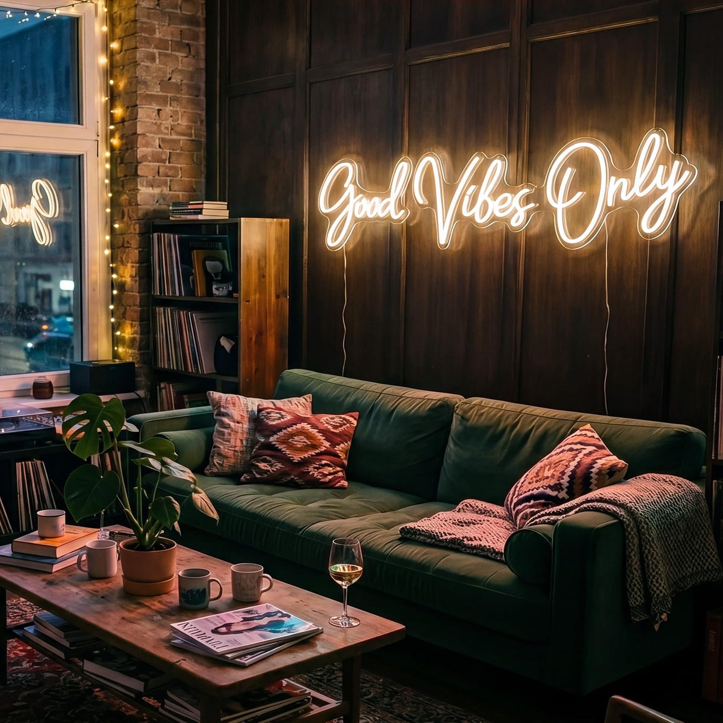 Good Vibes Only Neon Sign, Large Split Design LED Signs for Bedroom Wall Decor, Warm White Light Up Sign for Party Backdrop & Boutique Decor, Dimmable Aesthetic Room Art, 58.5x13.2 In