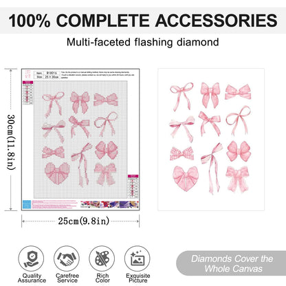 4 Pack Pink Coquette Diamond Art Kits for Adults, 5D DIY Bow Diamond Painting Kits for Beginner, Diamond Dots Full Drill Crafts for Gem Art Dot Art for Adults Home Wall Decor for Teens Girls 10x12in