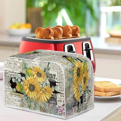 Retro Sunflower Newspaper Toaster Cover, Dust Cover for 2 Slice Kitchen Appliances
