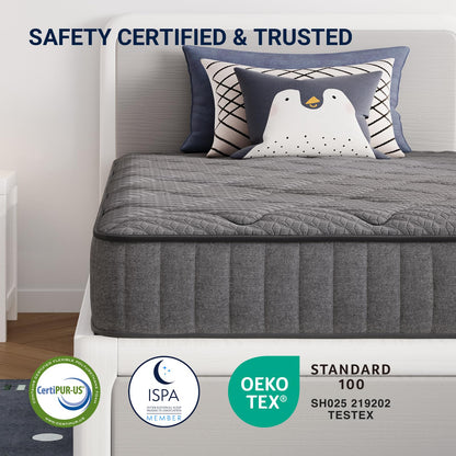 Avenco Twin Mattress, 6 Inch Twin Size Mattress in a Box, Medium Firm Hybrid Mattresses with Bonnell Spring and Gel Memory Foam for Cool Night Sleep & Pressure Relief, CertiPUR-US Certified