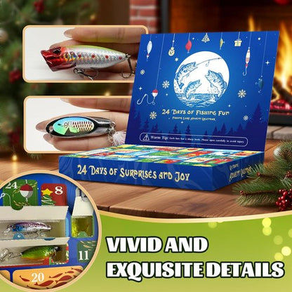 Fishing Advent Calendar 2026 - 24-Day Countdown Fishing Lure Tackle Kit for Bass & Trout | Perfect Christmas Gift for Dad or Husband