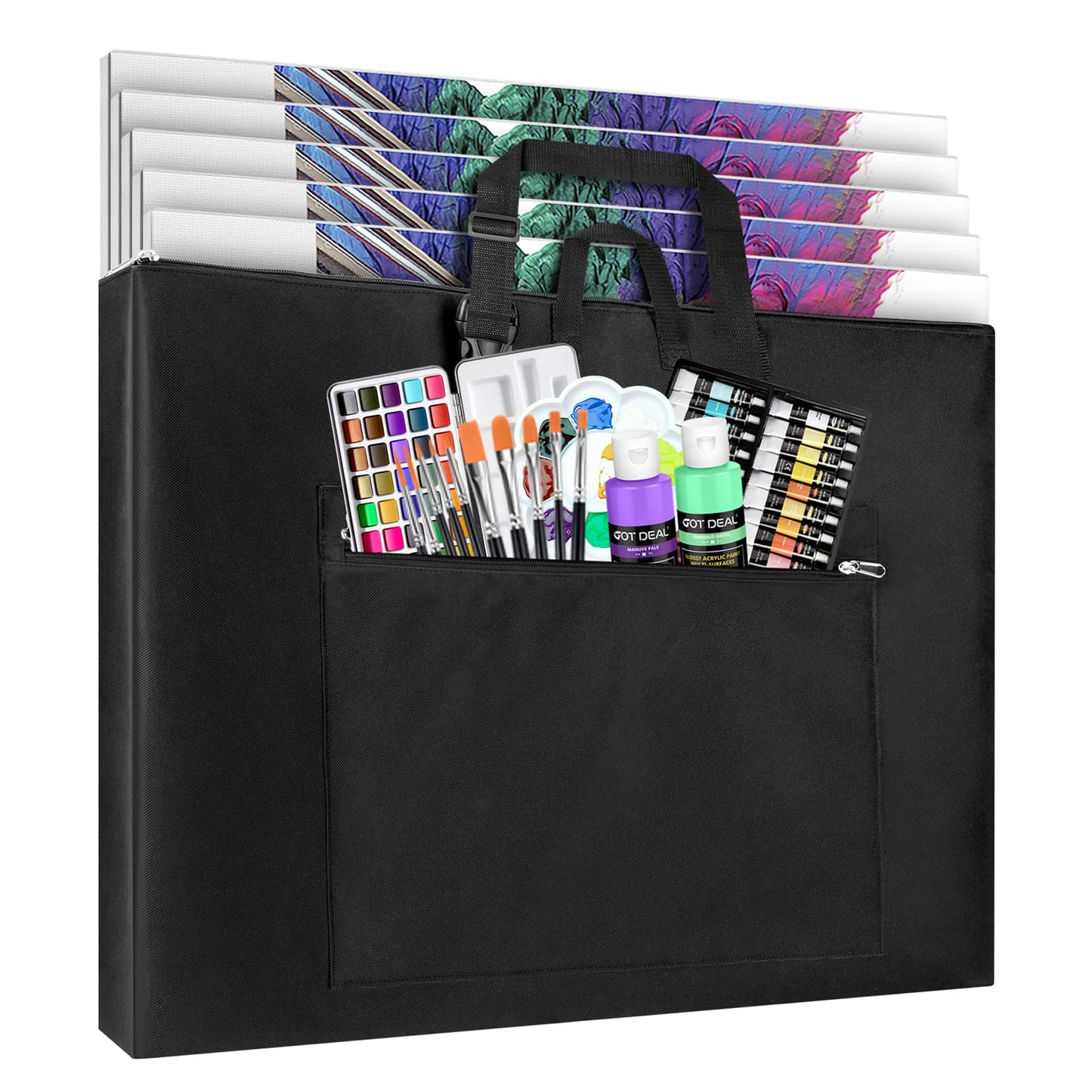 GOTIDEAL Large Art Portfolio Bag,Side Widening, 24x36 Inches Waterproof Art Portfolio Case with Shoulder&Handle Carry, Storage Carrying Bag for Artwork Sketch Drawing Canvas Photography Poster