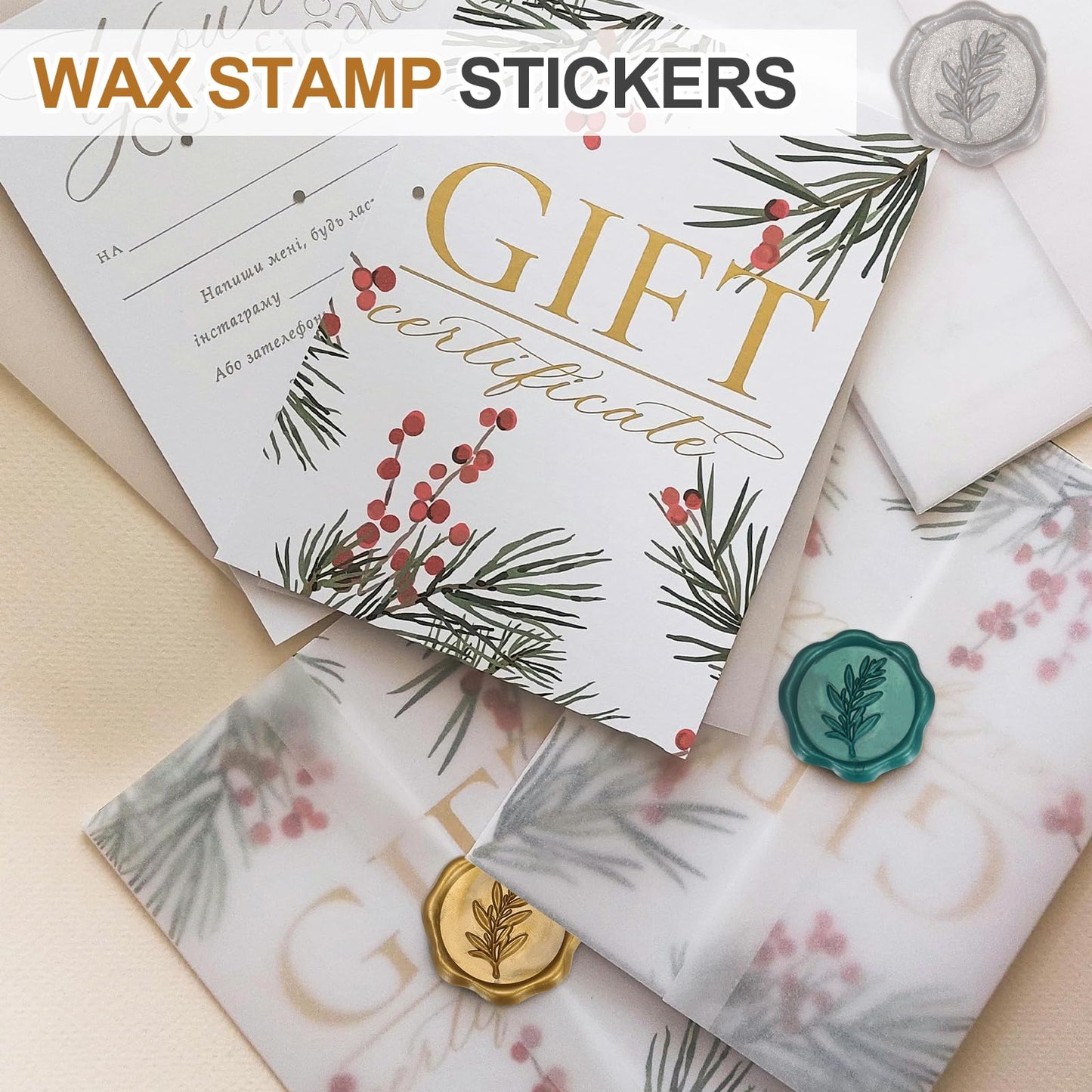 PATIKIL Wax Stamp Stickers, 100Pcs Wax Seal Stickers 3D Embossed Self-Adhesive Envelope Seals Foliage Pattern for Wedding Invitations Gift Wrapping Party DIY Craft, Bright Silver