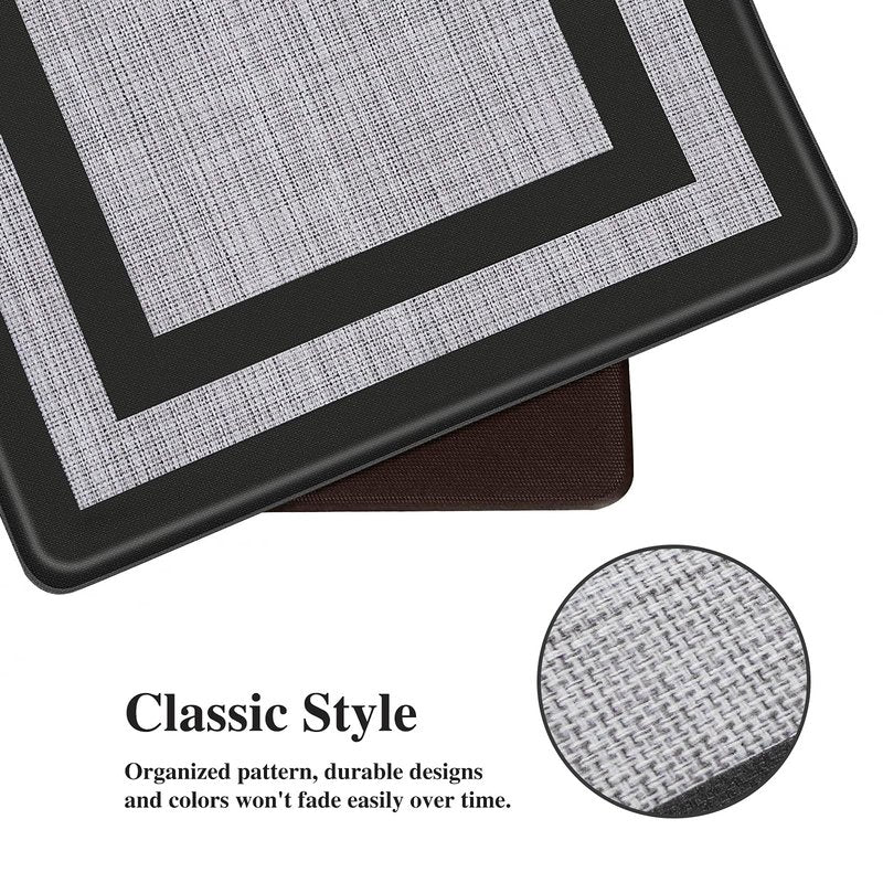 Mattitude Kitchen Mats Set of 2 Cushioned Rugs Anti-Fatigue Mats for Kitchen Floor,Waterproof Non-Slip Mats and Rugs Set for Office,Floor,Laundry 17.3"×29"+17.3"×59",Black