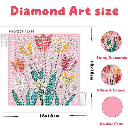 Pxzcrypha Flowers Diamond Art Kits for Kids with Frame,Flowers Diamond Art Painting for Kids, Gem Art Kits for Kids 8-12 for Gift Home Wall Decor (7x7inch)